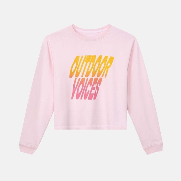Outdoor Voices Tops - Outdoor Voices Cropped Pink Logo Sweatshirt L